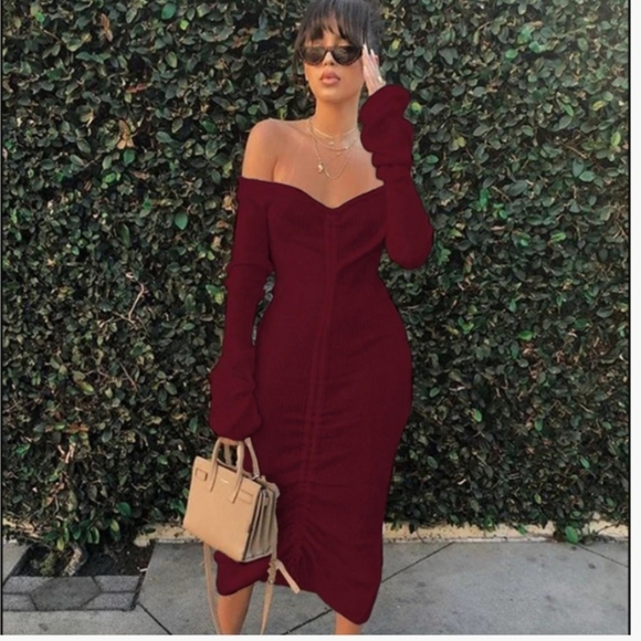 Off Shoulder Ruched Rope Dress - Picture 8 of 8